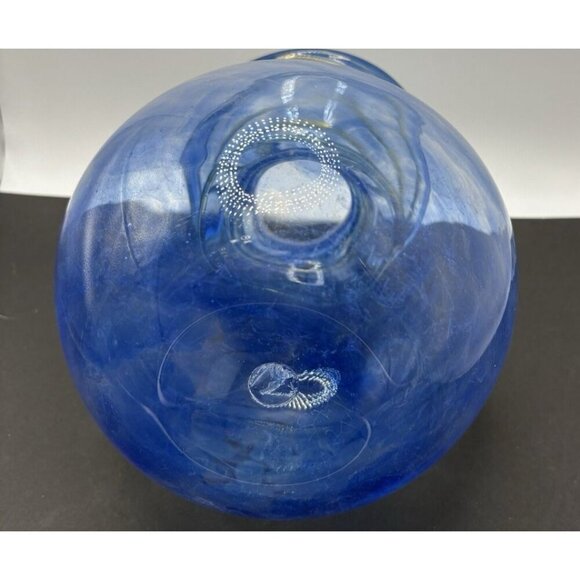 Blenko Spiral Swirl Vase Marbled Blue/Clear and Gold Swirl on neck - Picture 4 of 7